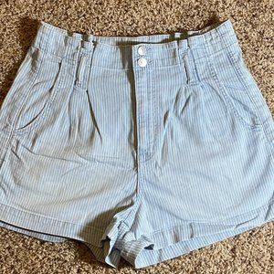 AE Hi-Rise Pin Striped Paper Bag Shorts